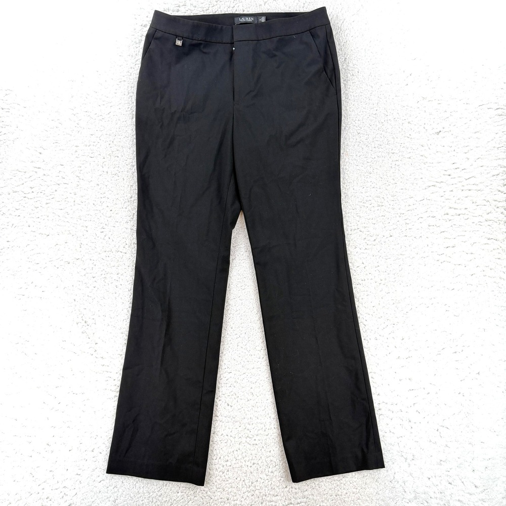 Lauren Ralph Lauren Dress Pants Womens 12 Black Twill Straight Leg Stretch Work